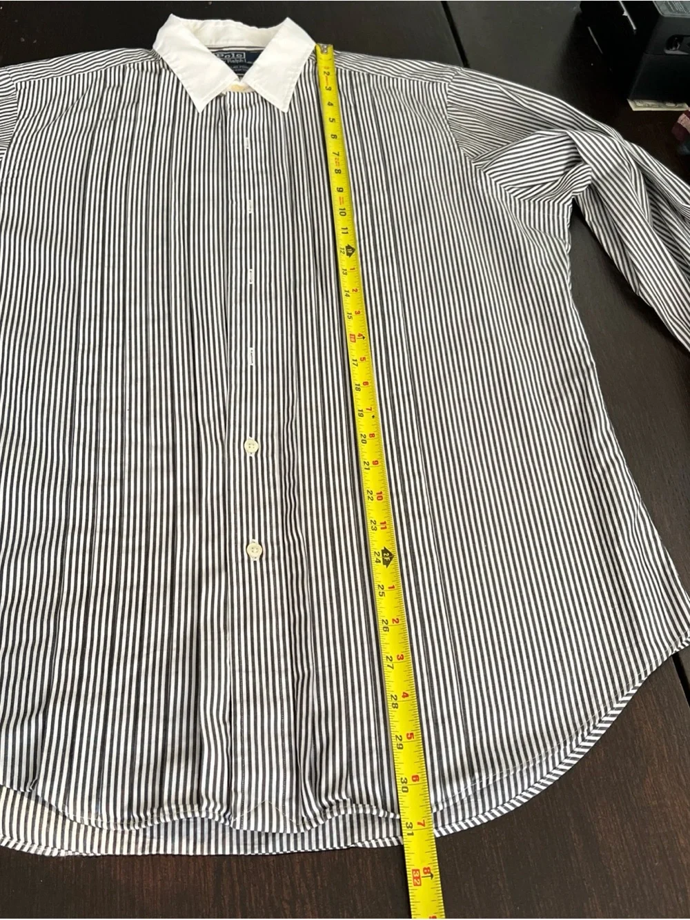 VTG Polo Ralph Lauren Douglas Formal Dress Shirt Men 15.5/35 Striped Black White